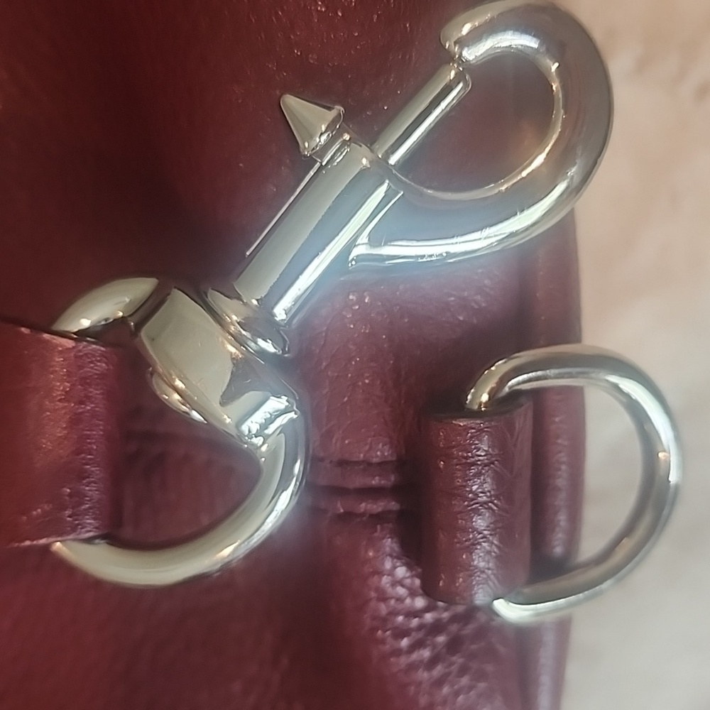 Rebecca Minkoff "Julian" Distressed Black Cherry Backpack Silver Tone Hardware - Picture 6 of 11